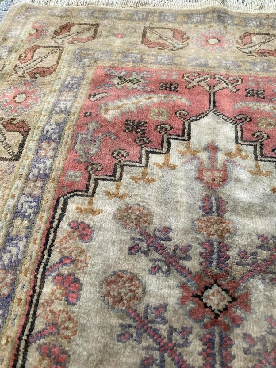 Vintage Turkish Silk & Cotton Kayseri Rug