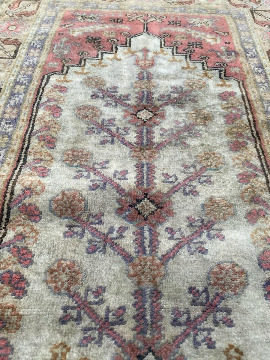 Vintage Turkish Silk & Cotton Kayseri Rug