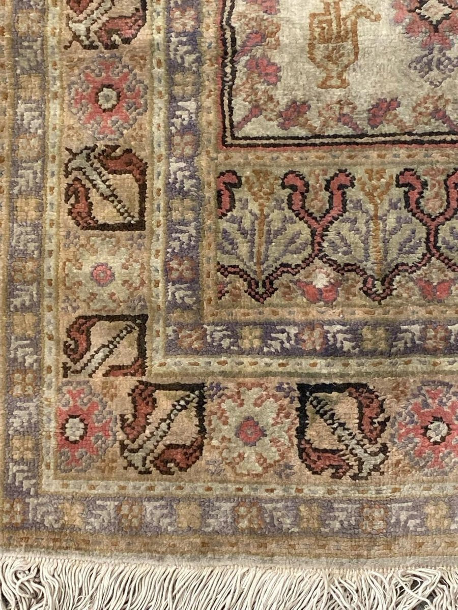 Vintage Turkish Silk & Cotton Kayseri Rug