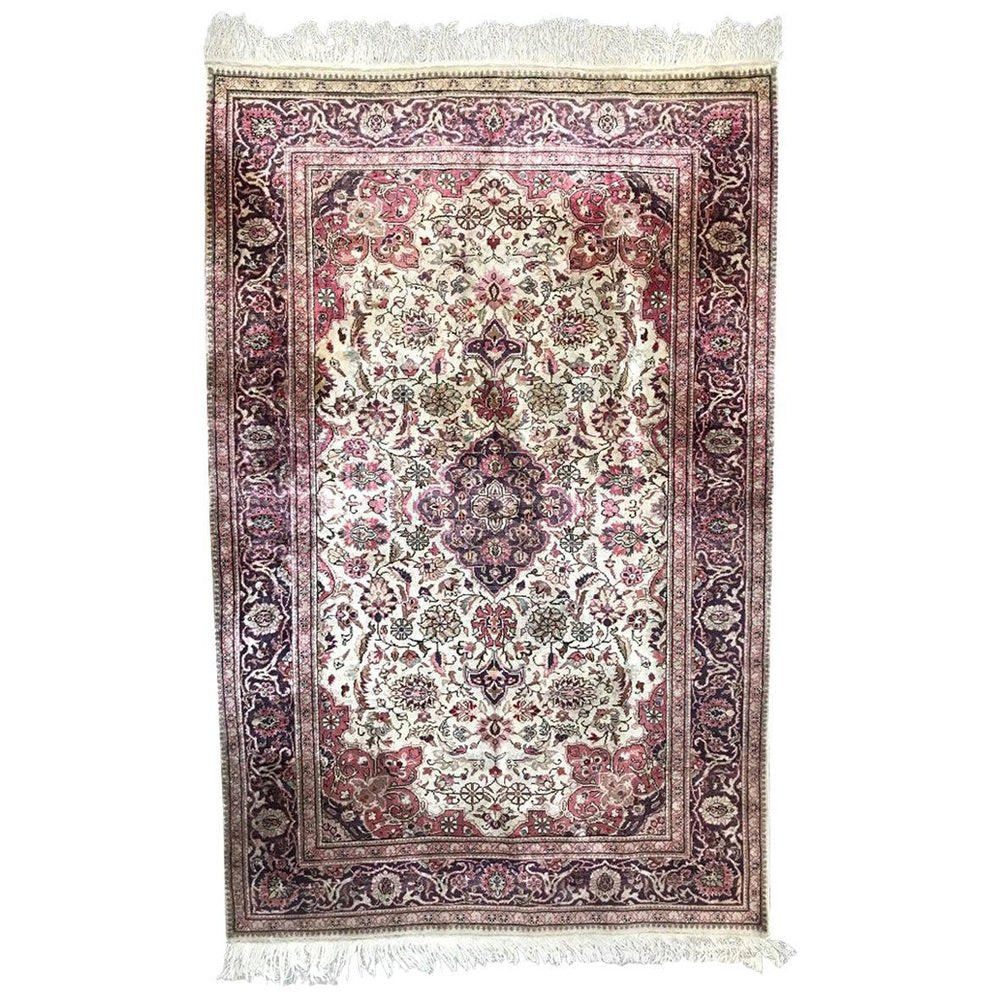 Vintage Turkish Silk Kayseri Rug