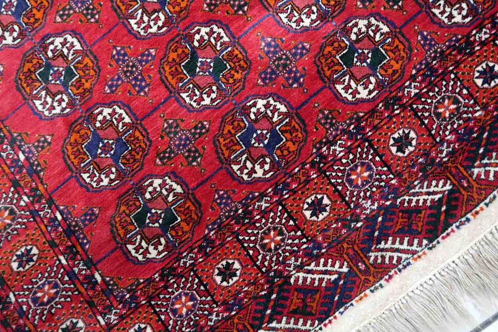 Vintage Turkmen Handmade Tekke Rug, 1960s