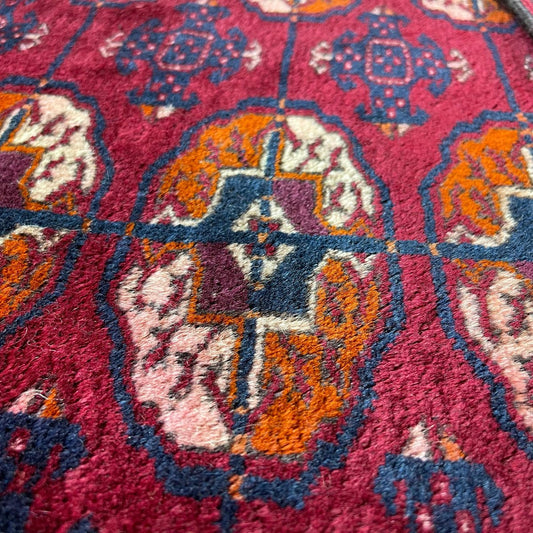 Vintage Turkoman Hand-Knotted Rug