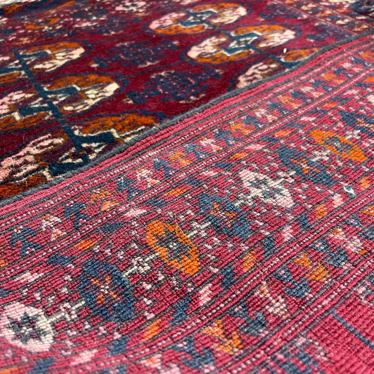 Vintage Turkoman Hand-Knotted Rug