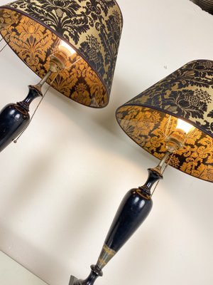 Vintage Turned Wood Table Lamps, 1950s, Set of 2-WZZ-1718061