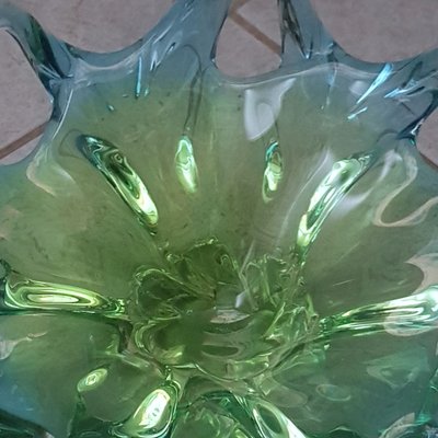 Vintage Turquoise Blue & Green Murano Glass Bowl, 1950s-QDP-894433