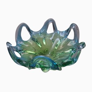 Vintage Turquoise Blue & Green Murano Glass Bowl, 1950s-QDP-894433