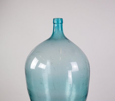 Vintage Turquoise Glass Bottle Lady Jeanne, France-NYF-2019255