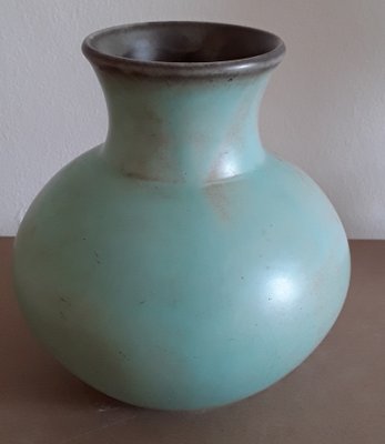 Vintage Turquoise Glazed Ceramic Vase, 1970s-HOI-1358222