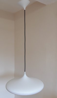 Vintage Ufo Ceiling Lamp in White Plastic with Black Fabric Cable from Phillips, 1990s-HOI-1389620