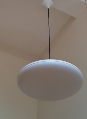 Vintage Ufo Ceiling Lamp in White Plastic with Black Fabric Cable from Phillips, 1990s-HOI-1389620