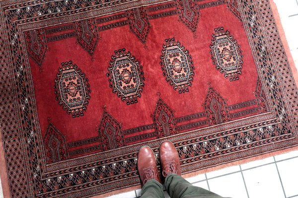 Vintage Uzbek Handmade Bukhara Rug, 1960s-JZV-1703308