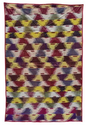 Vintage Uzbek Tribal Silk Ikat Wall Hanging, 1920s-UZN-1447873