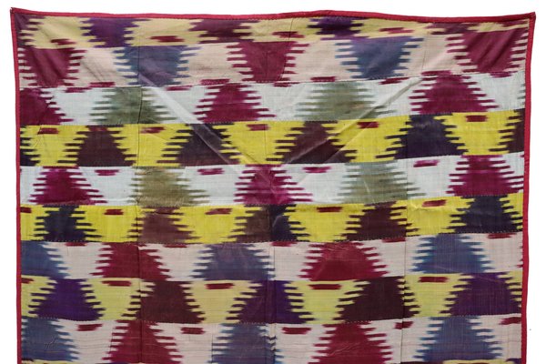 Vintage Uzbek Tribal Silk Ikat Wall Hanging, 1920s-UZN-1447873