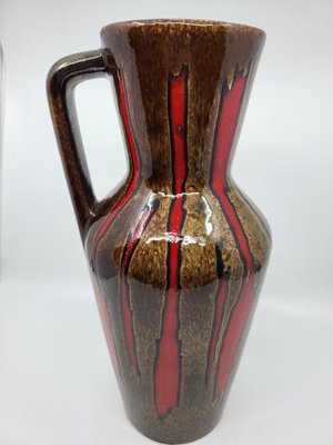 Vintage Vase Model 407 in Brown and Red Ceramic from Scheurich Keramik, Germany, 1960s-QCI-2023413