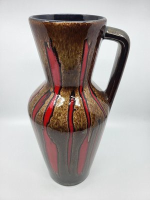 Vintage Vase Model 407 in Brown and Red Ceramic from Scheurich Keramik, Germany, 1960s-QCI-2023413