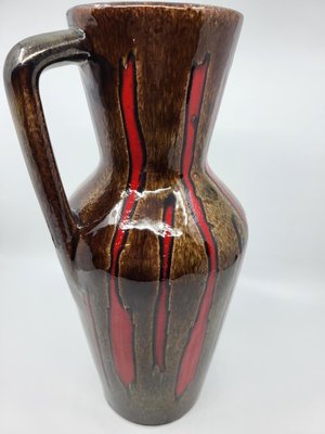 Vintage Vase Model 407 in Brown and Red Ceramic from Scheurich Keramik, Germany, 1960s-QCI-2023413