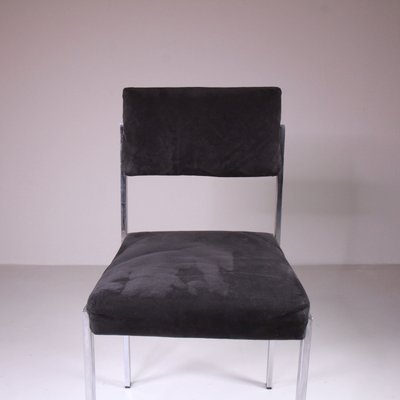 Vintage Velvet and Steel Chairs, 1980, Set of 4-VJY-2035532