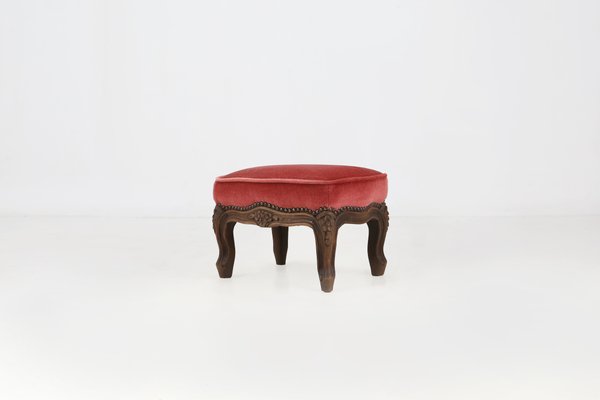 Vintage Velvet Stool, 1950s-YSY-1431885