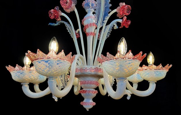 Vintage Venetian Light Blue and Pink Chandelier, 1950s-OVO-1764159