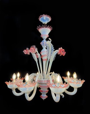 Vintage Venetian Light Blue and Pink Chandelier, 1950s-OVO-1764159