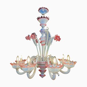 Vintage Venetian Light Blue and Pink Chandelier, 1950s-OVO-1764159