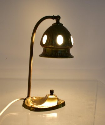 Vintage Vienna Secession style Table Lamp in Brass & Glass, Austria, 1930s-TZ-1384755