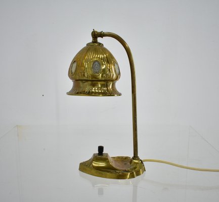 Vintage Vienna Secession style Table Lamp in Brass & Glass, Austria, 1930s-TZ-1384755