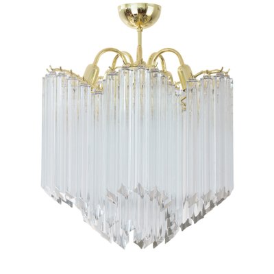 Vintage Vintage Murano Transparent Glass Coating Chandelier with Ottone Structure, Italy, 1990s-MPO-1722334