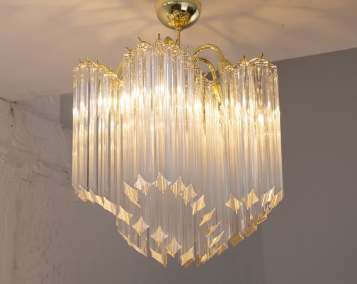 Vintage Vintage Murano Transparent Glass Coating Chandelier with Ottone Structure, Italy, 1990s-MPO-1722334