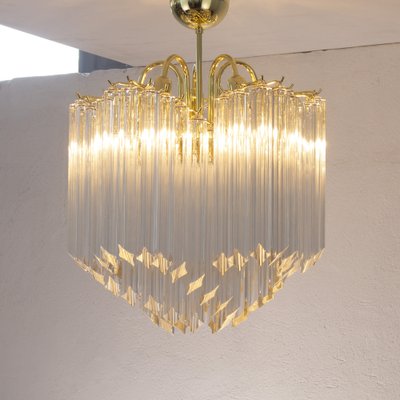 Vintage Vintage Murano Transparent Glass Coating Chandelier with Ottone Structure, Italy, 1990s-MPO-1722334