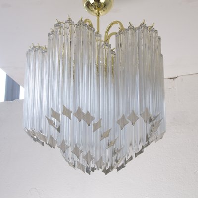 Vintage Vintage Murano Transparent Glass Coating Chandelier with Ottone Structure, Italy, 1990s-MPO-1722334