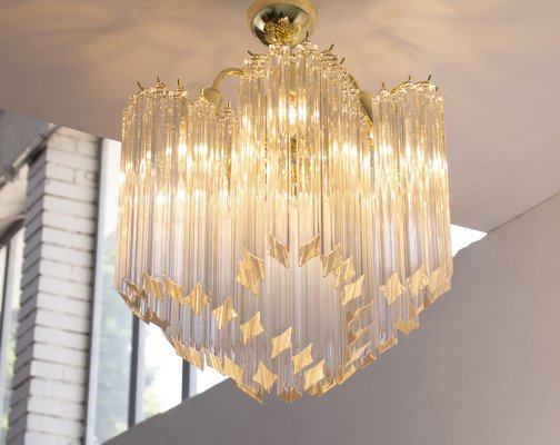 Vintage Vintage Murano Transparent Glass Coating Chandelier with Ottone Structure, Italy, 1990s-MPO-1722334