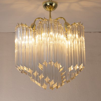 Vintage Vintage Murano Transparent Glass Coating Chandelier with Ottone Structure, Italy, 1990s-MPO-1722334