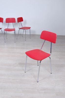 Vintage Vinyl Kitchen Chairs in Red, Set of 4-XSG-911357