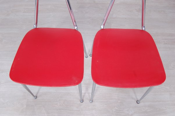 Vintage Vinyl Kitchen Chairs in Red, Set of 4-XSG-911357