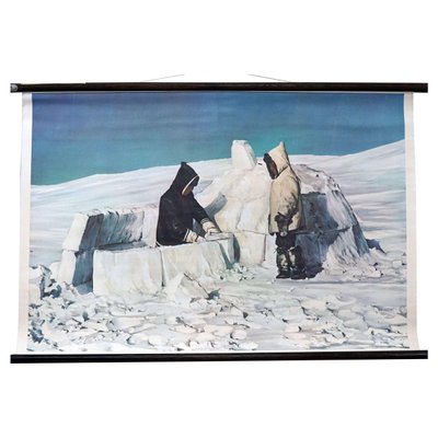 Vintage Wall Chart Igloo With Eskimo Poster-KJP-1169121