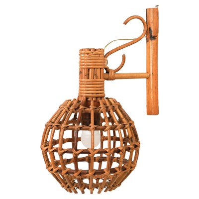 Vintage Wall Lamp in Rattan and Bamboo by Louis Sognot, 1960s-LYQ-1735715