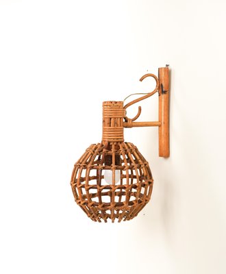 Vintage Wall Lamp in Rattan and Bamboo by Louis Sognot, 1960s-LYQ-1735715