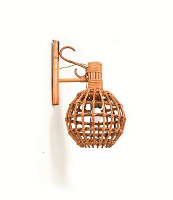 Vintage Wall Lamp in Rattan and Bamboo by Louis Sognot, 1960s-LYQ-1735715