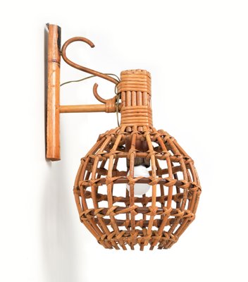 Vintage Wall Lamp in Rattan and Bamboo by Louis Sognot, 1960s-LYQ-1735715