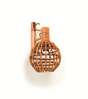 Vintage Wall Lamp in Rattan and Bamboo by Louis Sognot, 1960s-LYQ-1735715