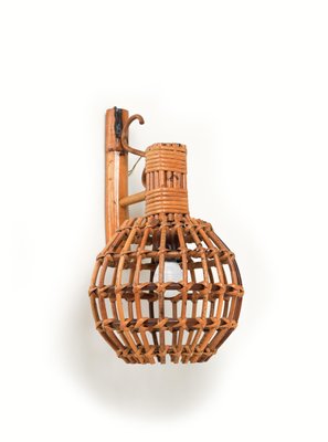 Vintage Wall Lamp in Rattan and Bamboo by Louis Sognot, 1960s-LYQ-1735715