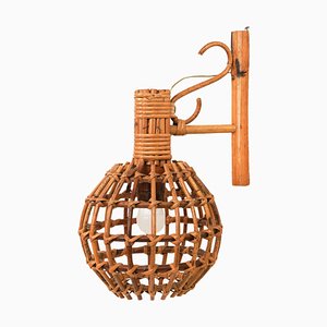 Vintage Wall Lamp in Rattan and Bamboo by Louis Sognot, 1960s-LYQ-1735715