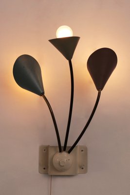 Vintage Wall Lamp with 3 Lights in Brass & Metal, Denmark, 1960s-EZZ-1818420