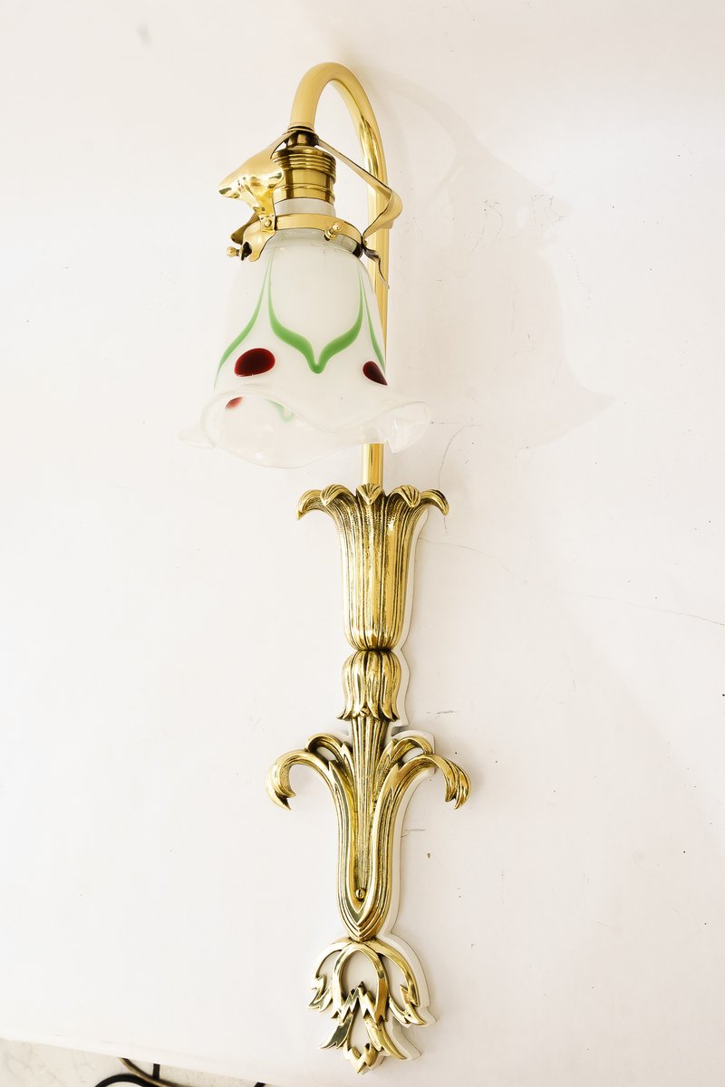 Vintage Wall Lamp with Glass Shade, 1908