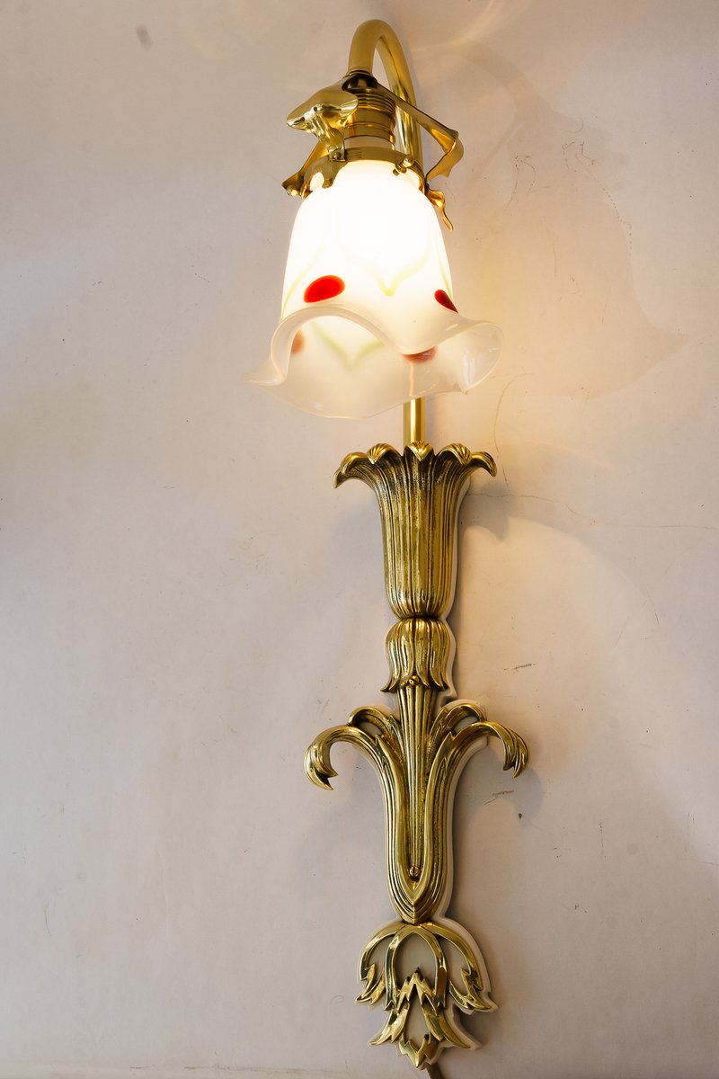 Vintage Wall Lamp with Glass Shade, 1908