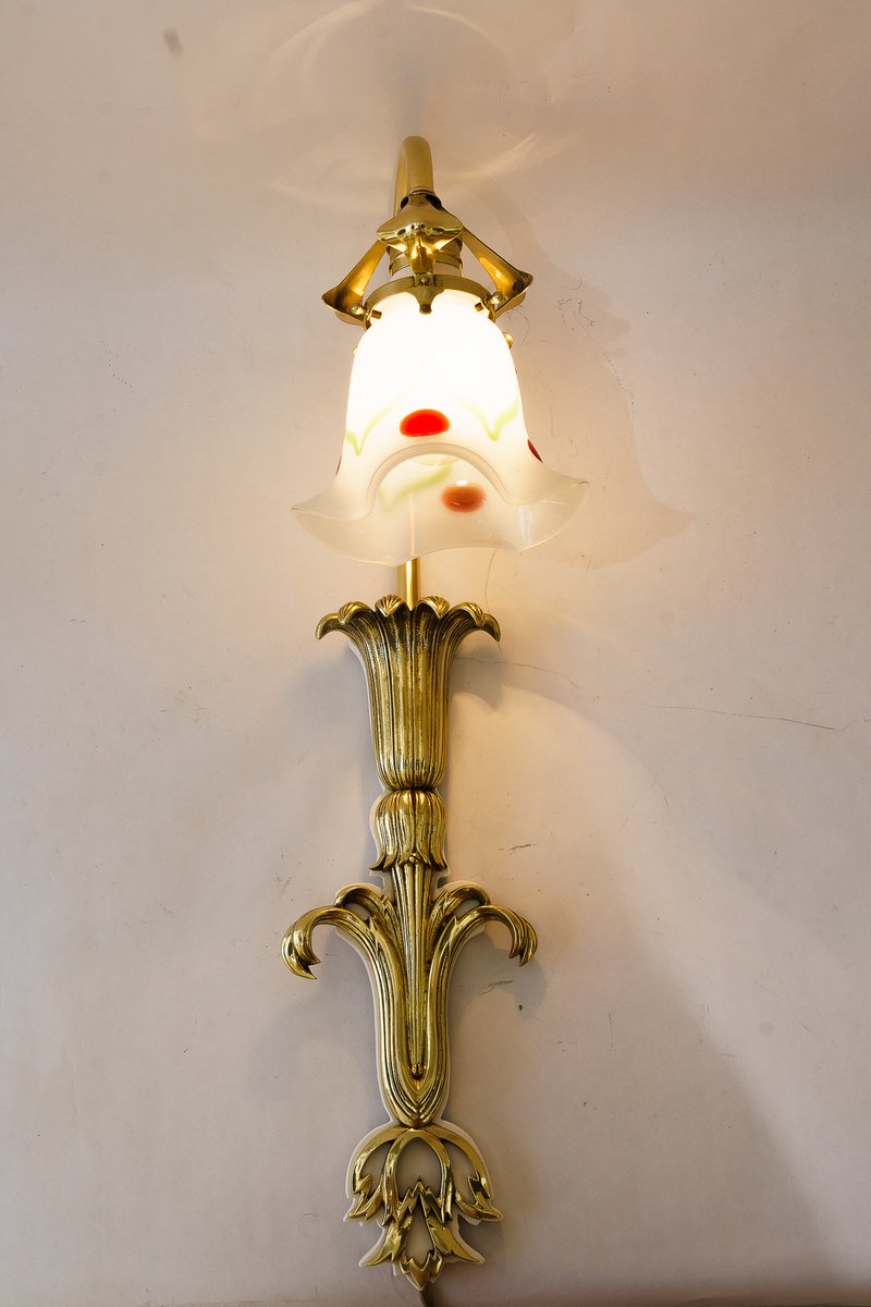 Vintage Wall Lamp with Glass Shade, 1908