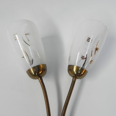 Vintage Wall Lamp with Tube Rods and 2 Glass Shades, 1950s-TL-1450001