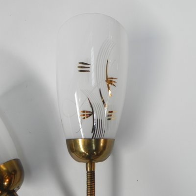 Vintage Wall Lamp with Tube Rods and 2 Glass Shades, 1950s-TL-1450001