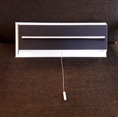 Vintage Wall Lamp with White Fins & Black Metal Cover with Chrome Trim & Pull, 1960s-HOI-935745